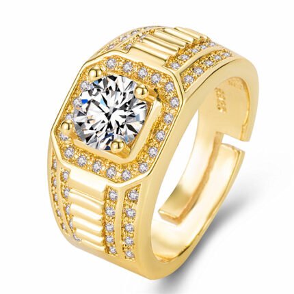 Fashionable And Novel Large Square Diamond Men's Ring